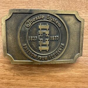 1977 Chessie System Freedom From Accidents Railroad Belt Buckle Hit Line USA